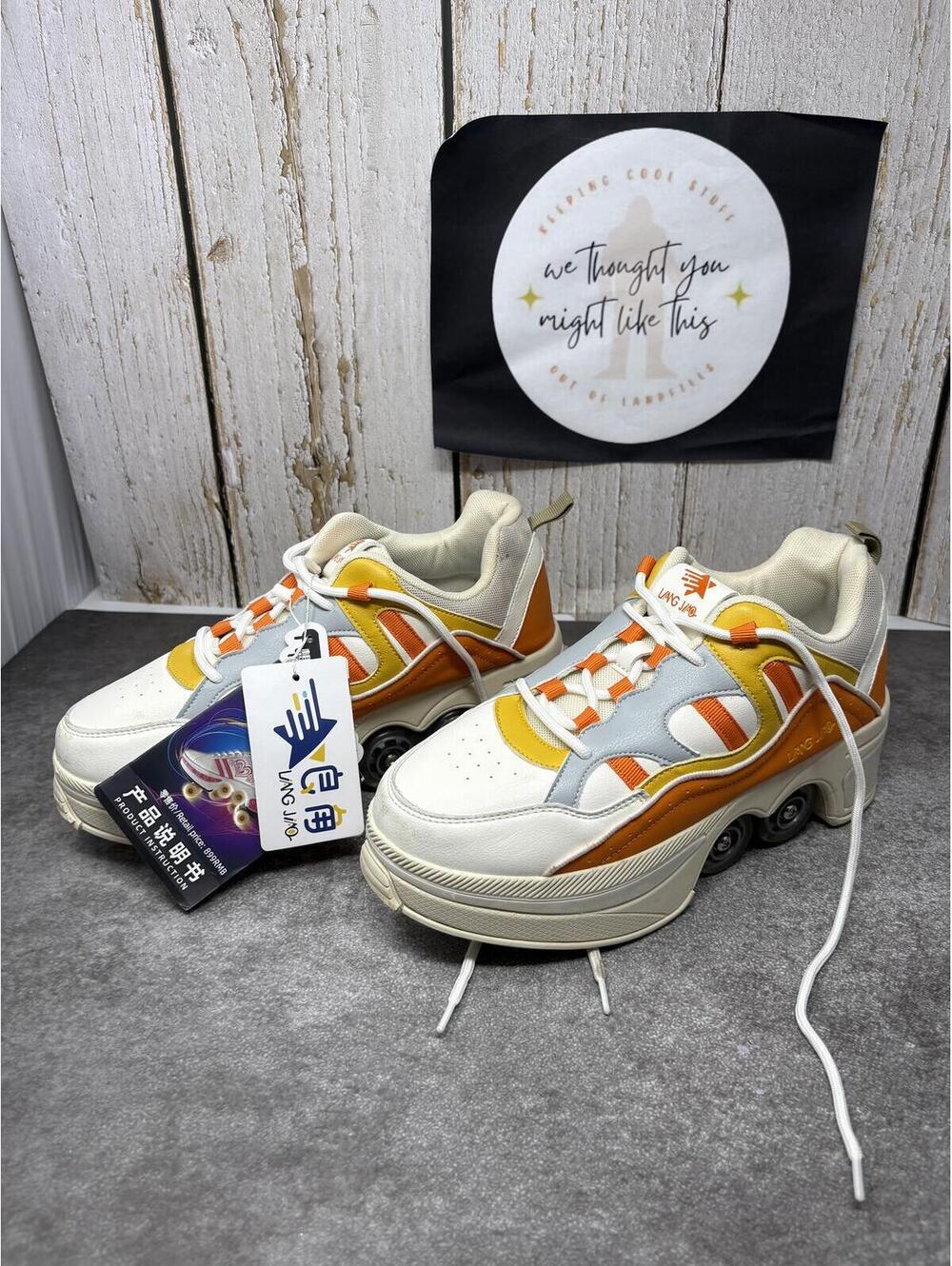 Lang Jiao Deformation Roller Skate Shoes 4-Wheel Retractable Sneakers US 10